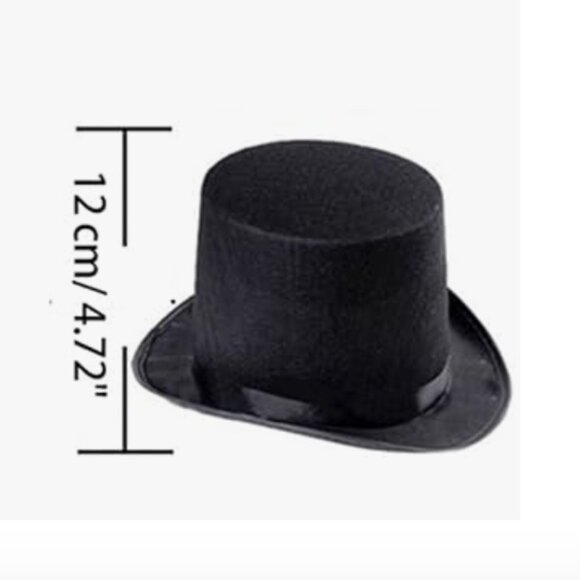 2 NEW Black Polyester Felt Costume Top Hats - Picture 4 of 11